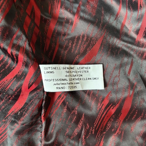 Women's Red & Black Leather Jacket - Picture 3 of 4